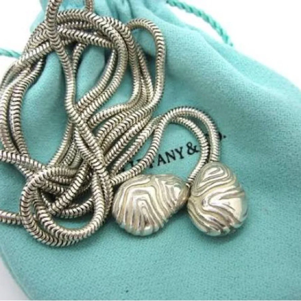 Tiffany & Co Sterling Silver Wood 1996 Lariat Wrap 41.3 Gram 41 Inch Necklace - Picture 2 of 4